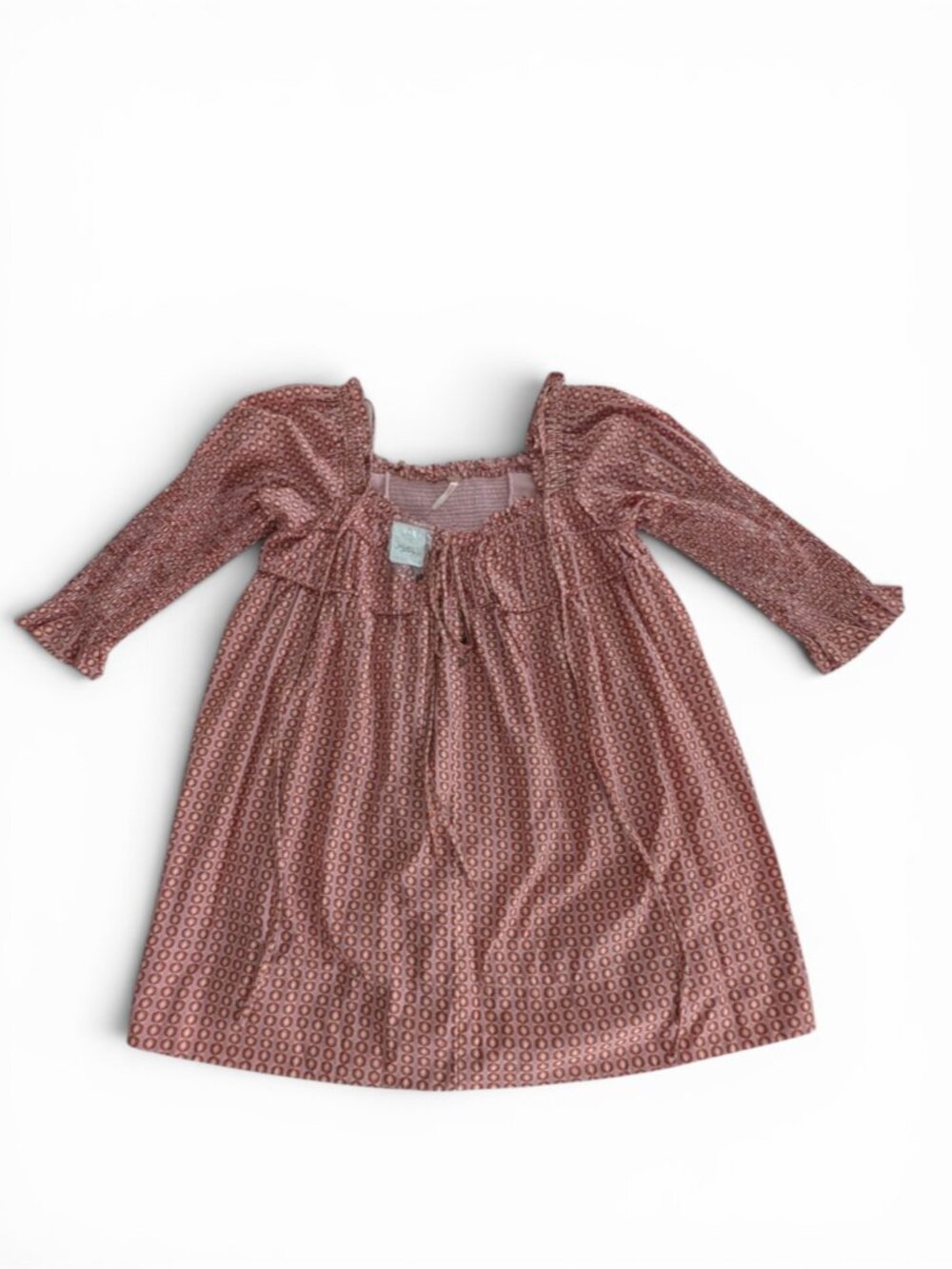 Free People 70s Print Babydoll Mini Dress Size S Mauve NWT